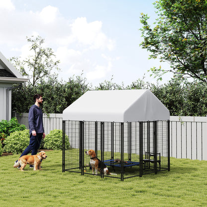 Outdoor Dog Kennel with Waterproof UV-Resistant Cover, 6' x 6' x 6'