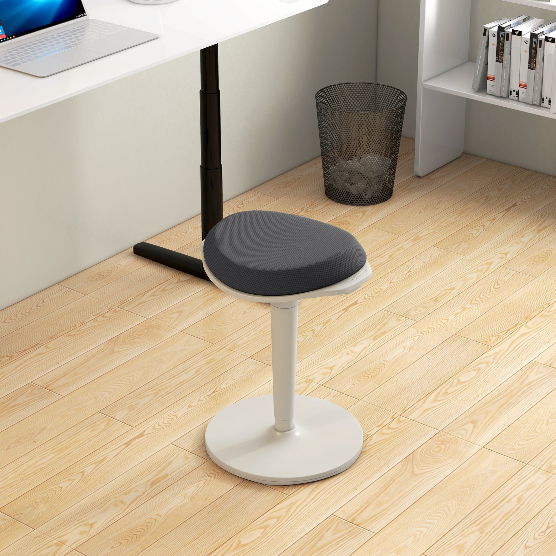 Standing Desk Stool, Ergonomic Wobble Chair, Adjustable Leaning Stool for Office Desks, with Rocking Motion, Grey