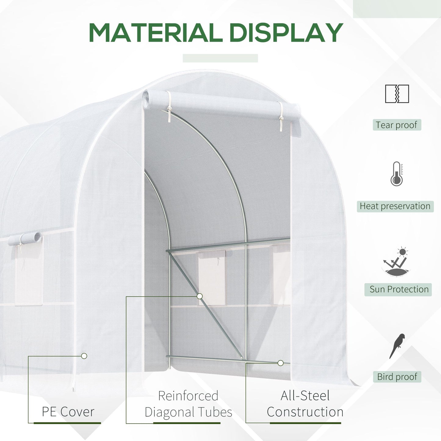 8.2x6.6x6.6ft Walk-in Tunnel Greenhouse Portable Garden Plant Growing Warm House with Door and Ventilation Window, White