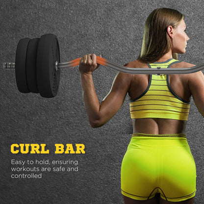 Soozier 50LBS Barbell Weight Set, Adjustable Weights with Curl Bar for Home Gym Women and Men Weight Lifting Training