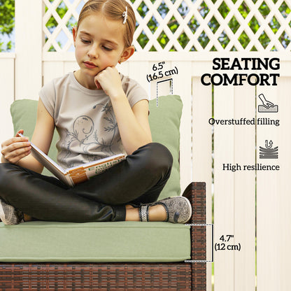 4-Piece Seat Cushion Pillows Replacement, Patio Chair Cushions Set with Back for Indoor Outdoor, Green