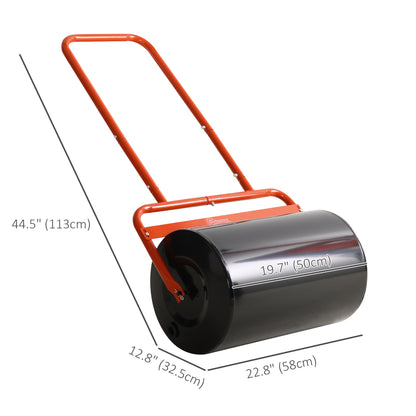 Heavy Duty Lawn Roller, 20" Push/Tow Behind Sod Roller, Grass Flattener Filled with 11gal Water/136lbs Sand, Red