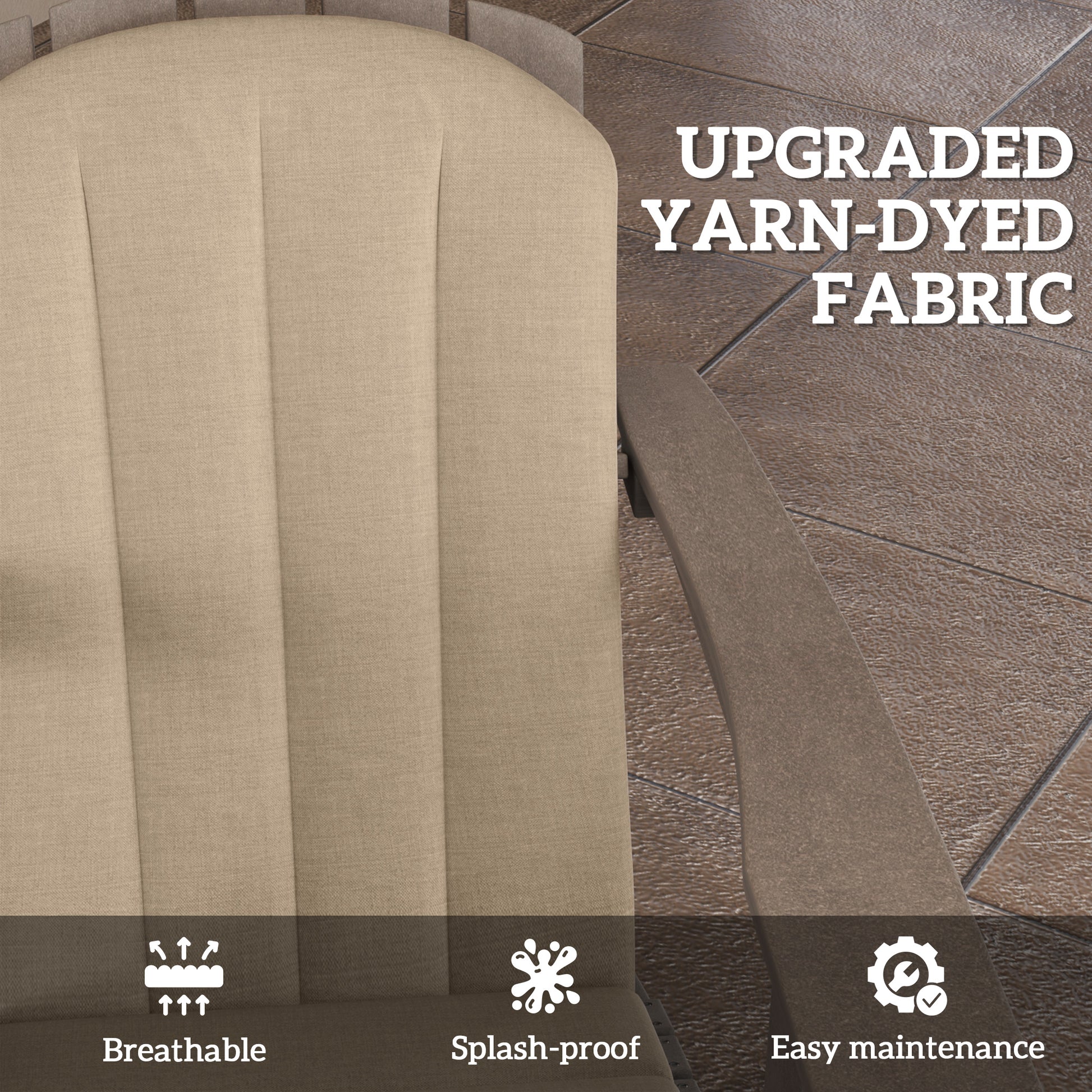 Set of 4 Patio Chair Cushions, High Back Adirondack Chair Cushion with Ties, High-Density Foam, Beige