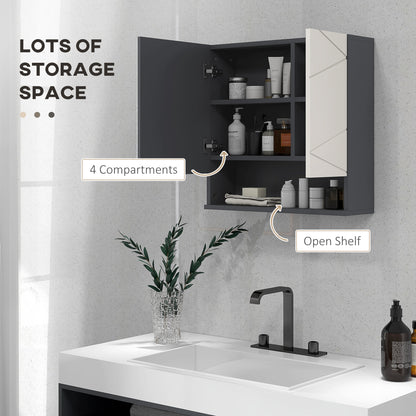 Medicine Cabinet, Wall Mounted Bathroom Mirror Cabinet with Mirrored Door, Adjustable Shelf and Soft Close Mechanism, Light Grey