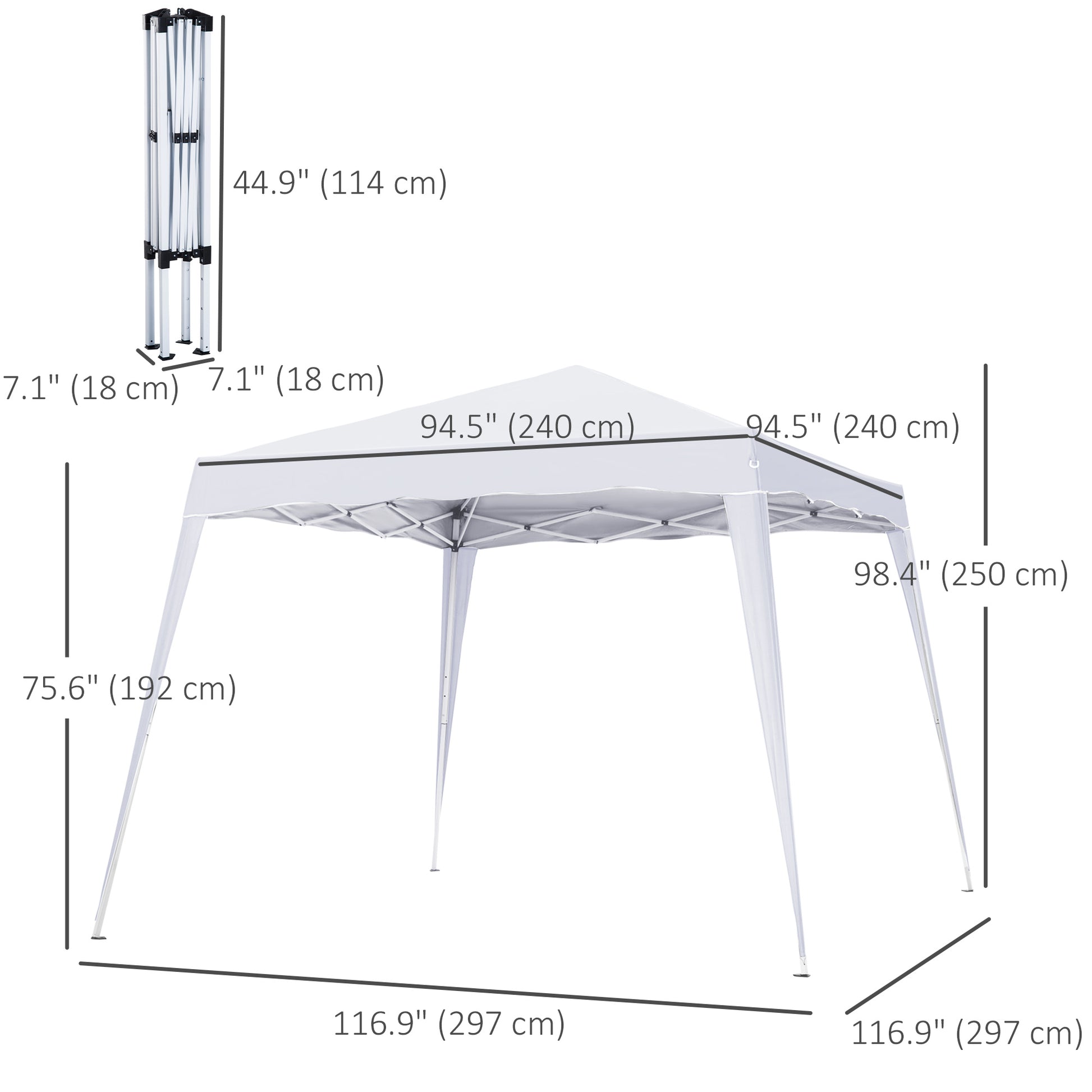 8' x 8' Pop Up Canopy, Outdoor Foldable Tent, Portable Canopy Tent with Carrying Bag for Camping, Party, Picnic, White