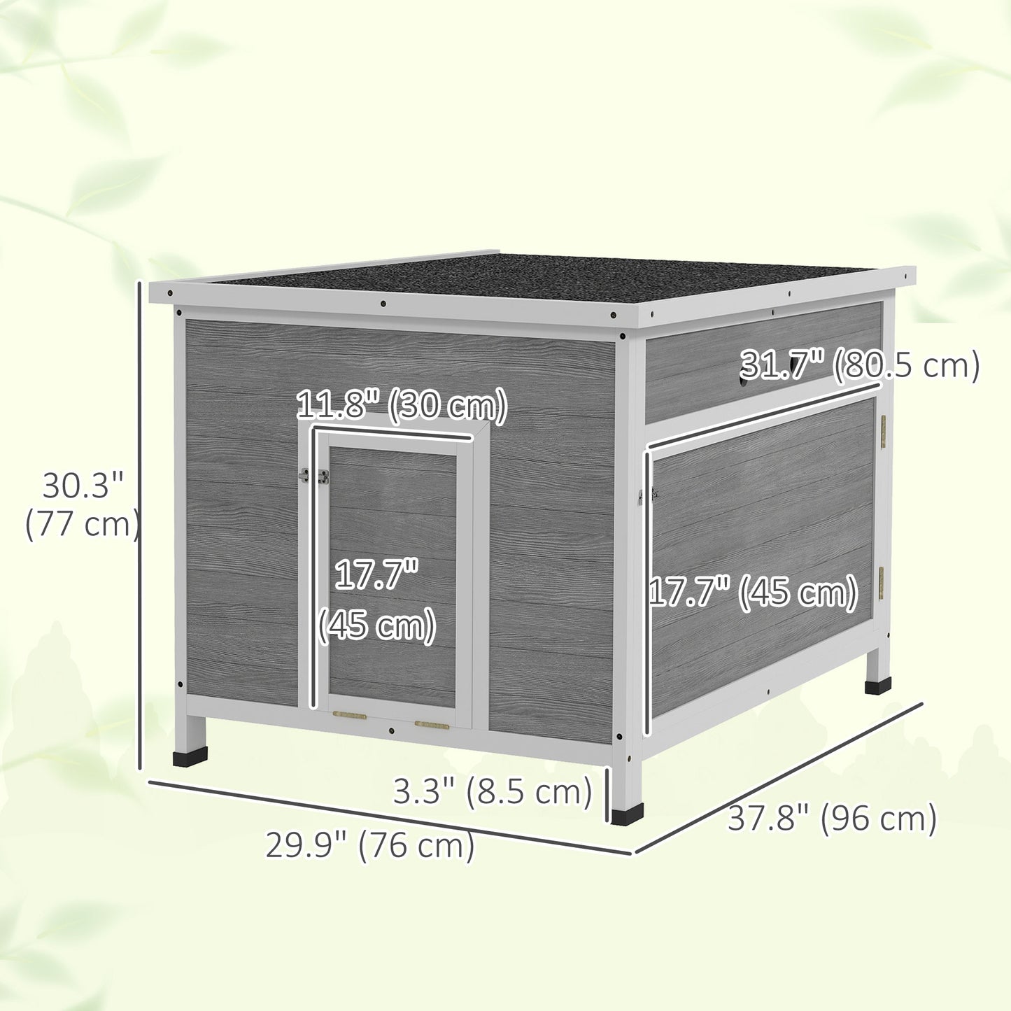 Duck Coop, Wooden Chicken House Rabbit Hutch with Openable Roof, Removable Floor, Double Doors, Ramp, Grey