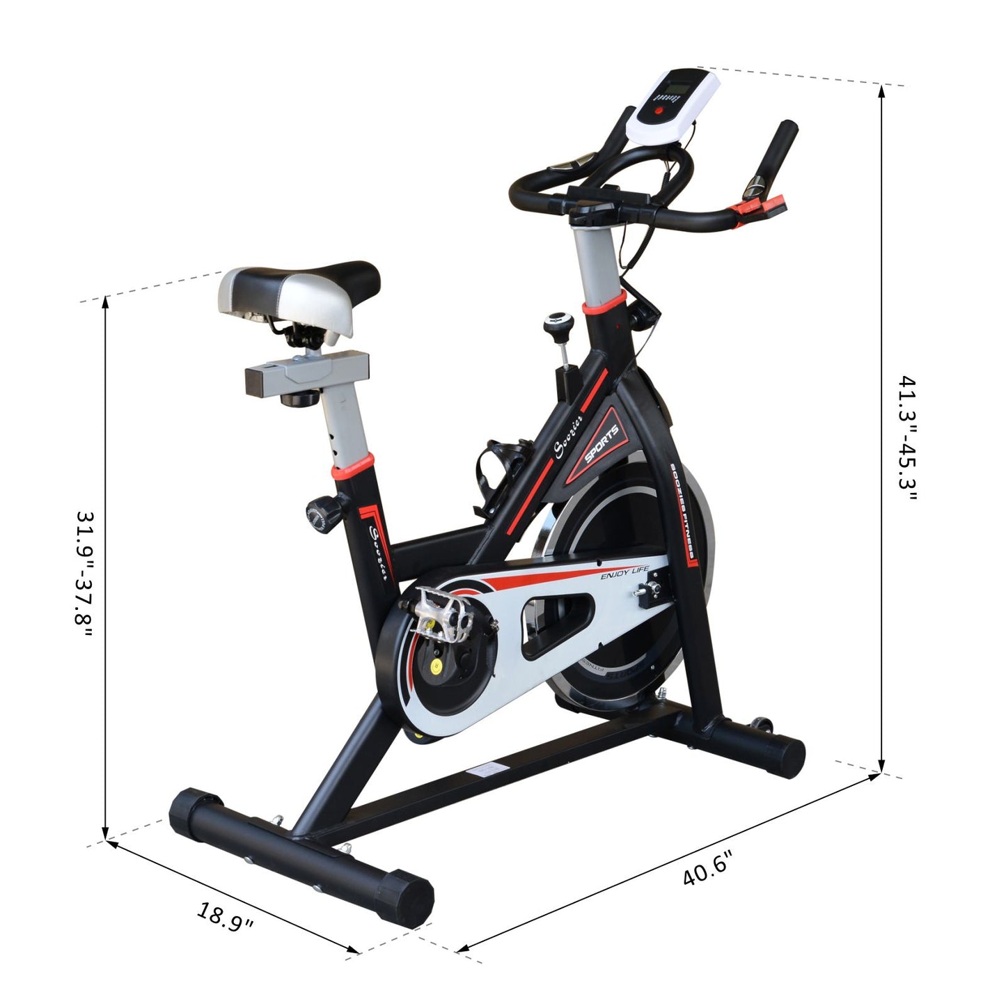 Soozier Upright Stationary Exercise Bike Indoor Cardio Workout Training Bicycle w/ Adjustable Resistance LCD Monitor Phone Holder, Black