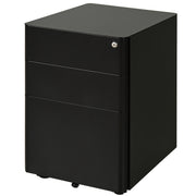Metal Filing Cabinet 3 Drawer, Mobile Office Cabinet with Wheels for Legal, Letter, A4 File, Black