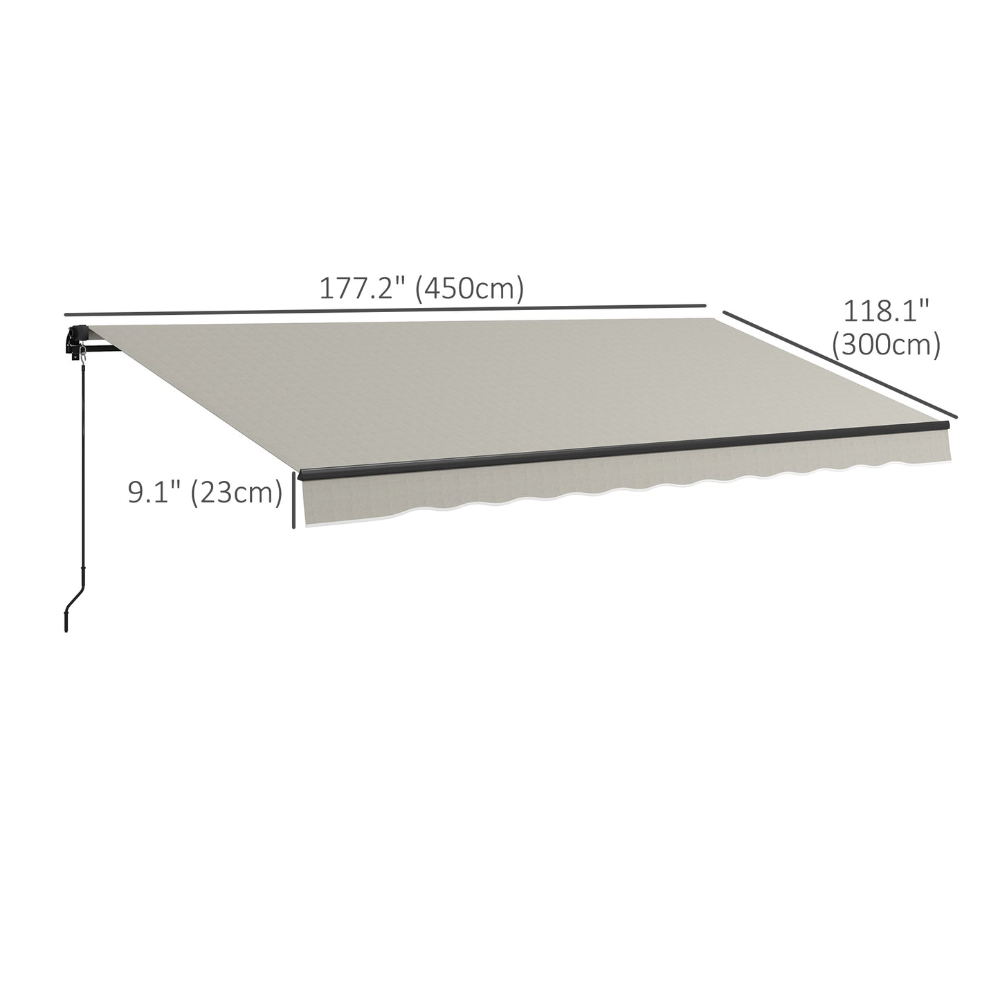 15' x 10' Retractable Awning, 280gsm UV Resistant Sunshade Shelter, for Deck, Balcony, Yard, Light Grey