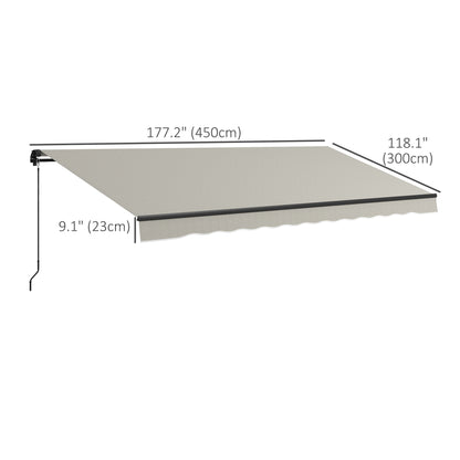 15' x 10' Retractable Awning, 280gsm UV Resistant Sunshade Shelter, for Deck, Balcony, Yard, Light Grey