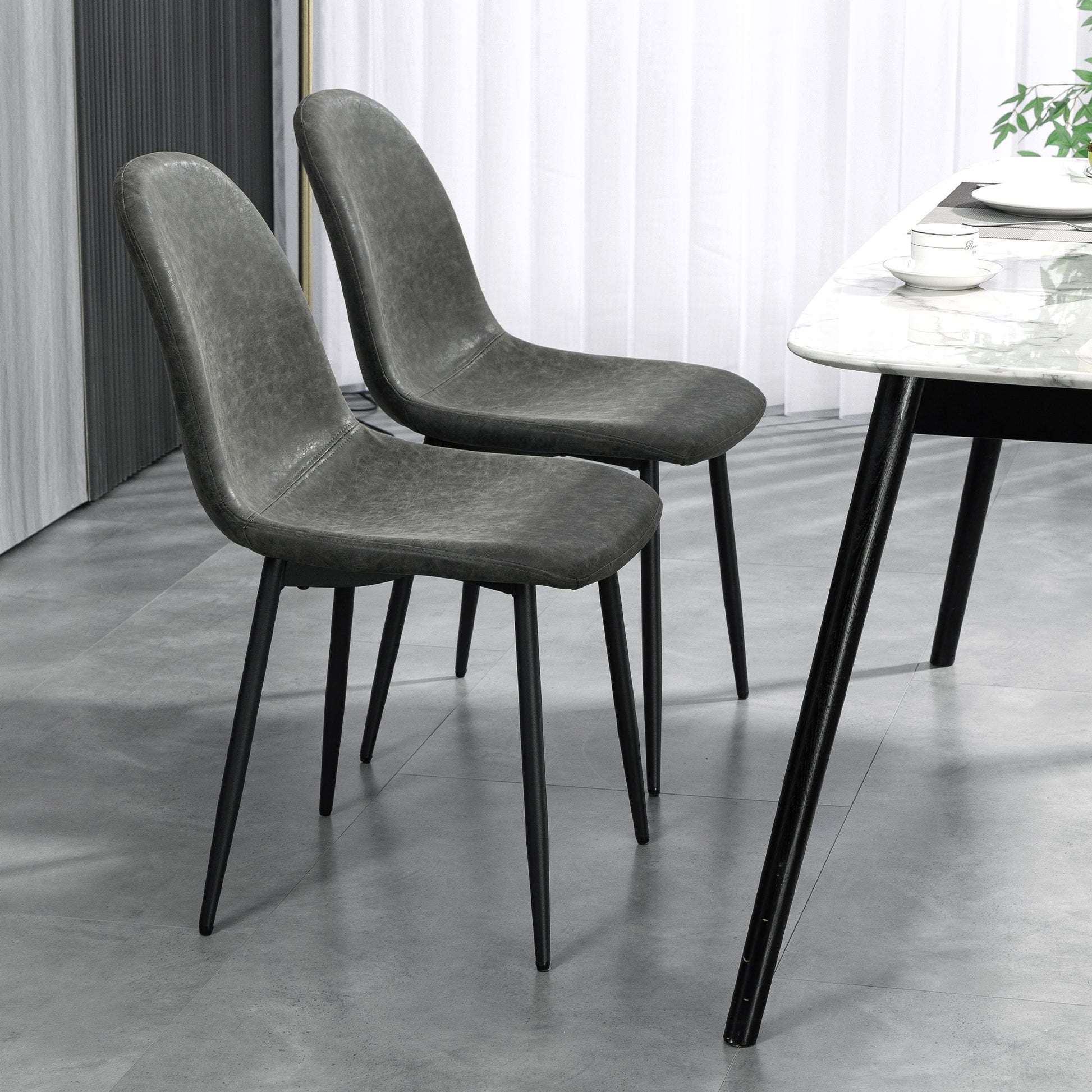 Retro Dining Table Chairs Set of 4, PU Leather Upholstered Kitchen Table Chairs for Living Room, Bedroom