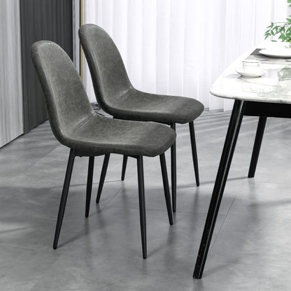 Retro Dining Table Chairs Set of 4, PU Leather Upholstered Kitchen Table Chairs for Living Room, Bedroom