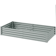6 x 3 x 1ft Galvanized Raised Garden Bed, Reinforced Outdoor Planter Box with Open Bottom, Silver