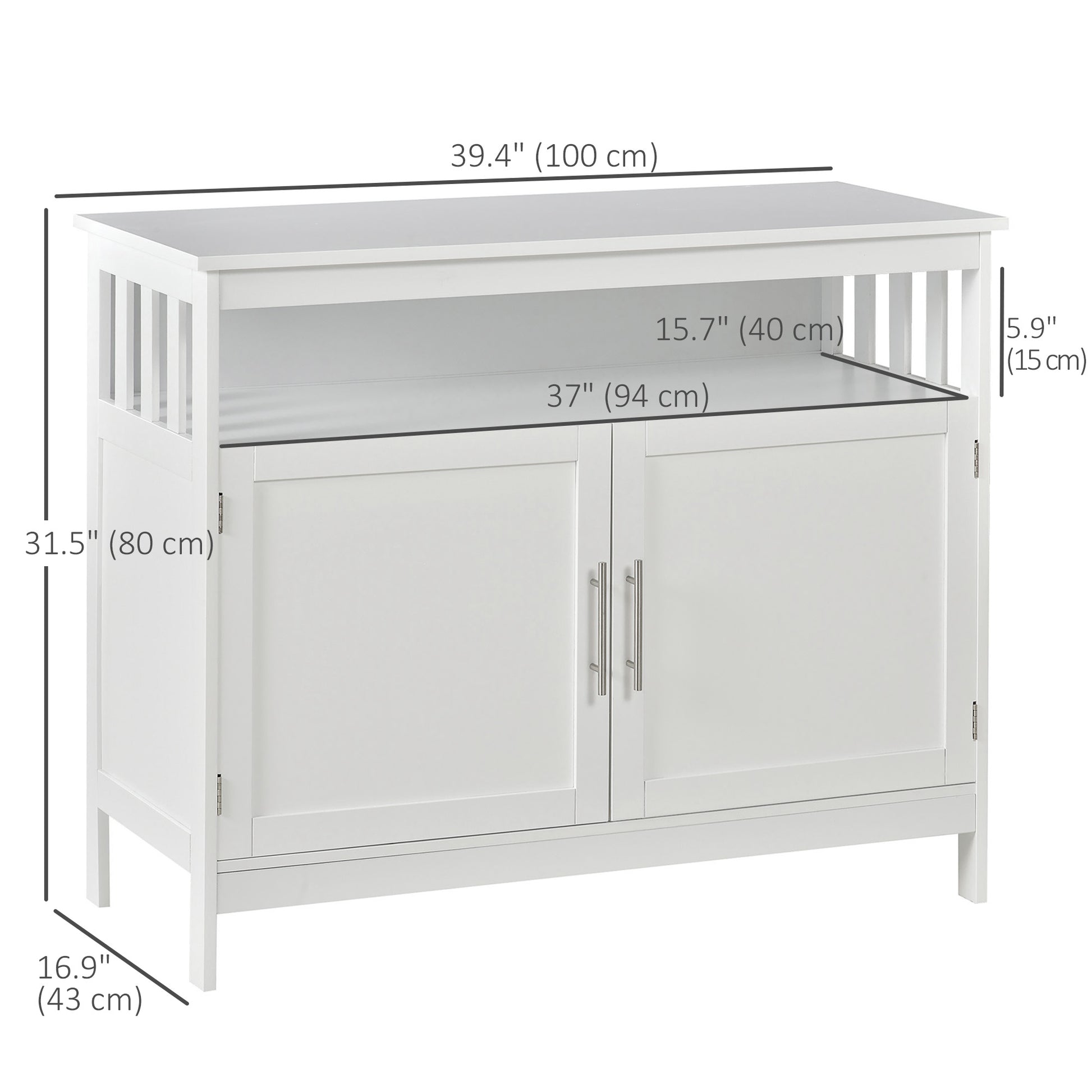 Wooden Console Table with Open Shelf and 2 layers Cabinet Kitchen Furniture