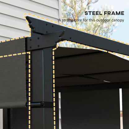 10' x 10' Metal Pergola, Outdoor Pergola with Retractable Canopy, for Garden, Patio, Backyard, Deck, Charcoal Grey