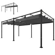 19' x 10' Pergola with Retractable Canopy, Patio Pergola with Sun Shade Shelter, UV50+, for Patio, Garden, Dark Grey