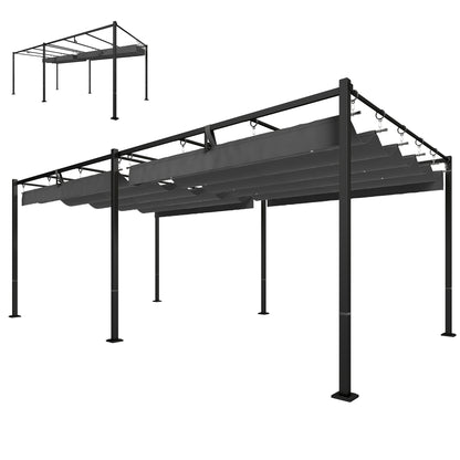 19' x 10' Pergola with Retractable Canopy, Patio Pergola with Sun Shade Shelter, UV50+, for Patio, Garden, Dark Grey