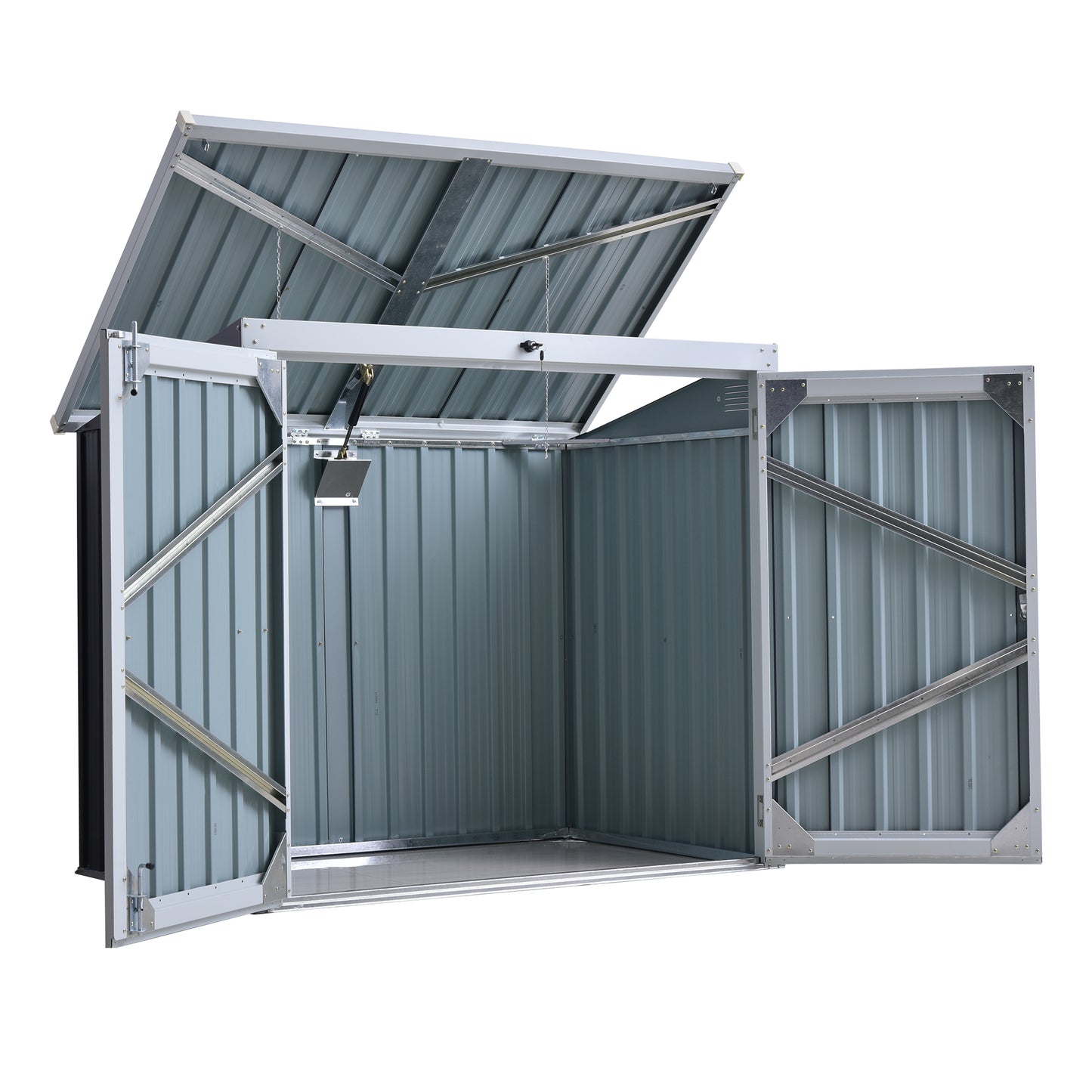 5ft x 3ft Outdoor Garbage Bin Storage Shed with Lockable Doors and Lid, Outside Storage Shed for Trash Can, Black