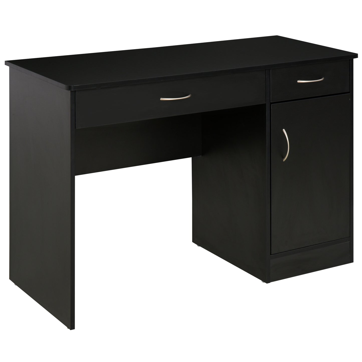Computer Desk with Storage Drawers, Study Writing Table with Cabinet Adjustable Shelf for Home Office Workstation Bedroom, Black