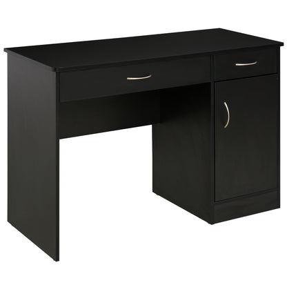 Computer Desk with Storage Drawers, Study Writing Table with Cabinet Adjustable Shelf for Home Office Workstation Bedroom, Black