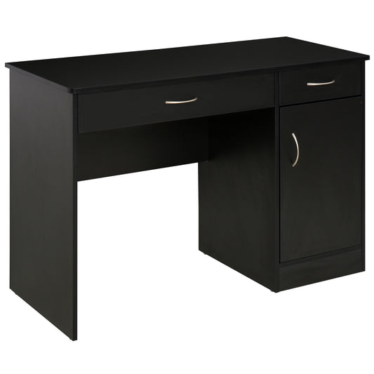 Computer Desk with Storage Drawers, Study Writing Table with Cabinet Adjustable Shelf for Home Office Workstation Bedroom, Black