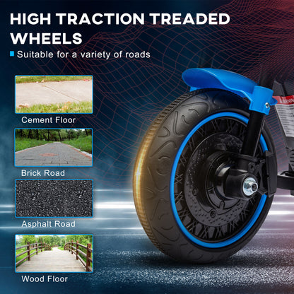 Aosom 6V Kids Motorcycle with Training Wheels, Foot Pedal, Headlight, Music, Forward/Reverse, Single-Button Start, Blue