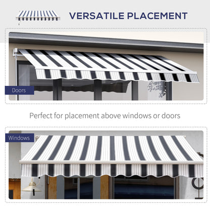 8' x 7' Retractable Awning, Patio Awnings, Sunshade Shelter with 280 g/m² UV & Water-Resistant Fabric and Aluminum Frame for Deck, Balcony, Yard, Blue and White