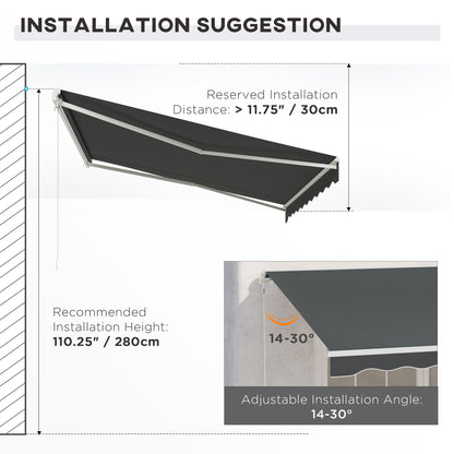 12'x10' Electric Retractable Awning, UV Protection Sun Shade Shelter w/ Remote Controller for Deck Balcony Yard, Grey