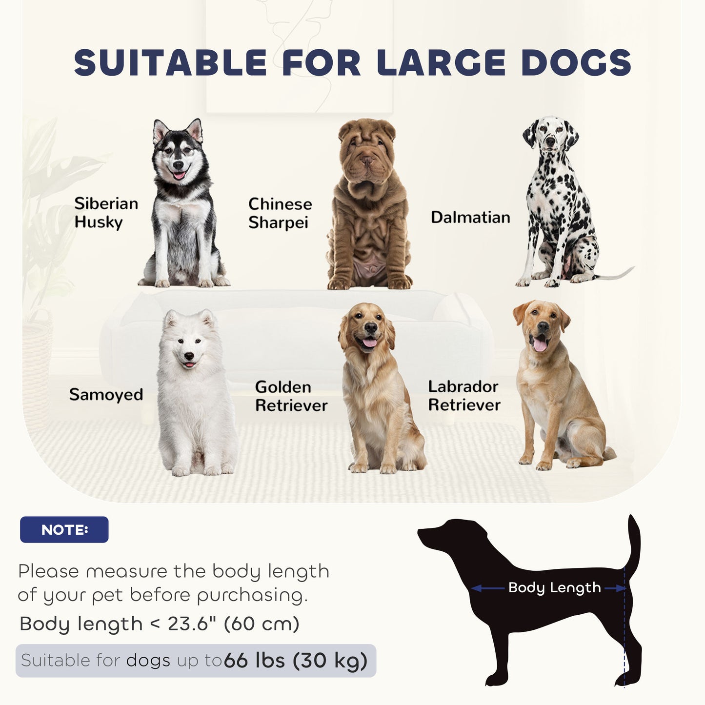 Washable Dog Sofa for Large Dogs, Elevated Pet Couch with Anti-slip Foot Pads, Dark Grey