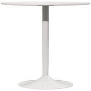 Modern Kitchen Table for 2 People, Round Dining Table with Steel Base for Living Room, Dining Room, White