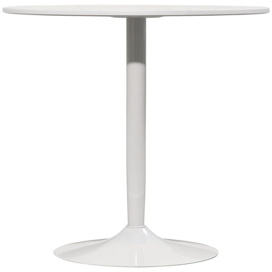 Modern Kitchen Table for 2 People, Round Dining Table with Steel Base for Living Room, Dining Room, White
