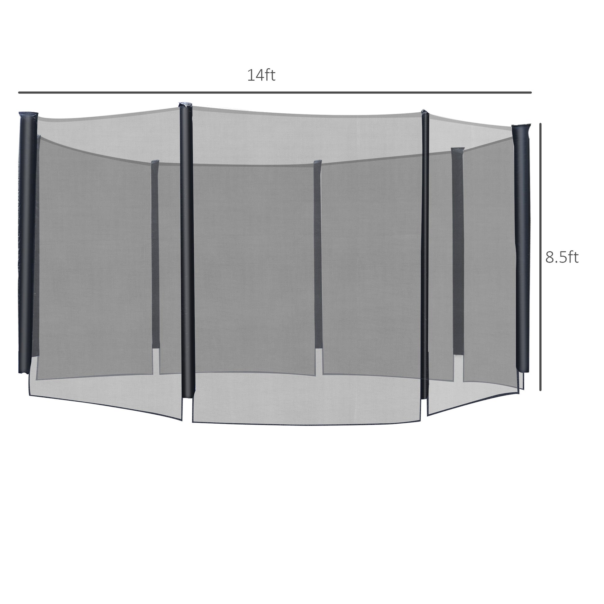 Soozier 14 FT Trampoline Net Enclosure Trampolining Bounce Safety Accessories w/ 8 Poles Net Enclosure Only, Black