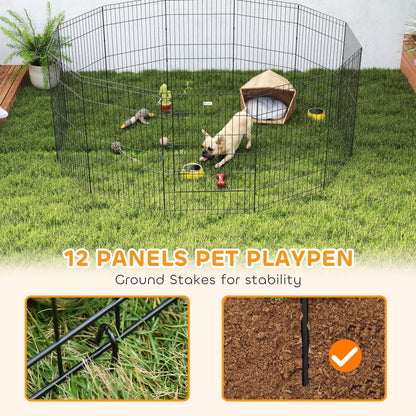 36inch Foldable Metal Exercise Pet Playpen Yard Dog Puppy Kennel Cage 12 Panels