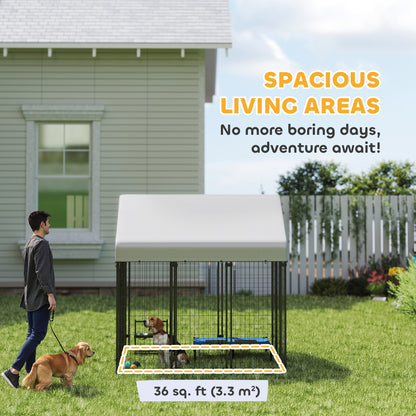 Outdoor Dog Kennel with Waterproof UV-Resistant Cover, 6' x 6' x 6'