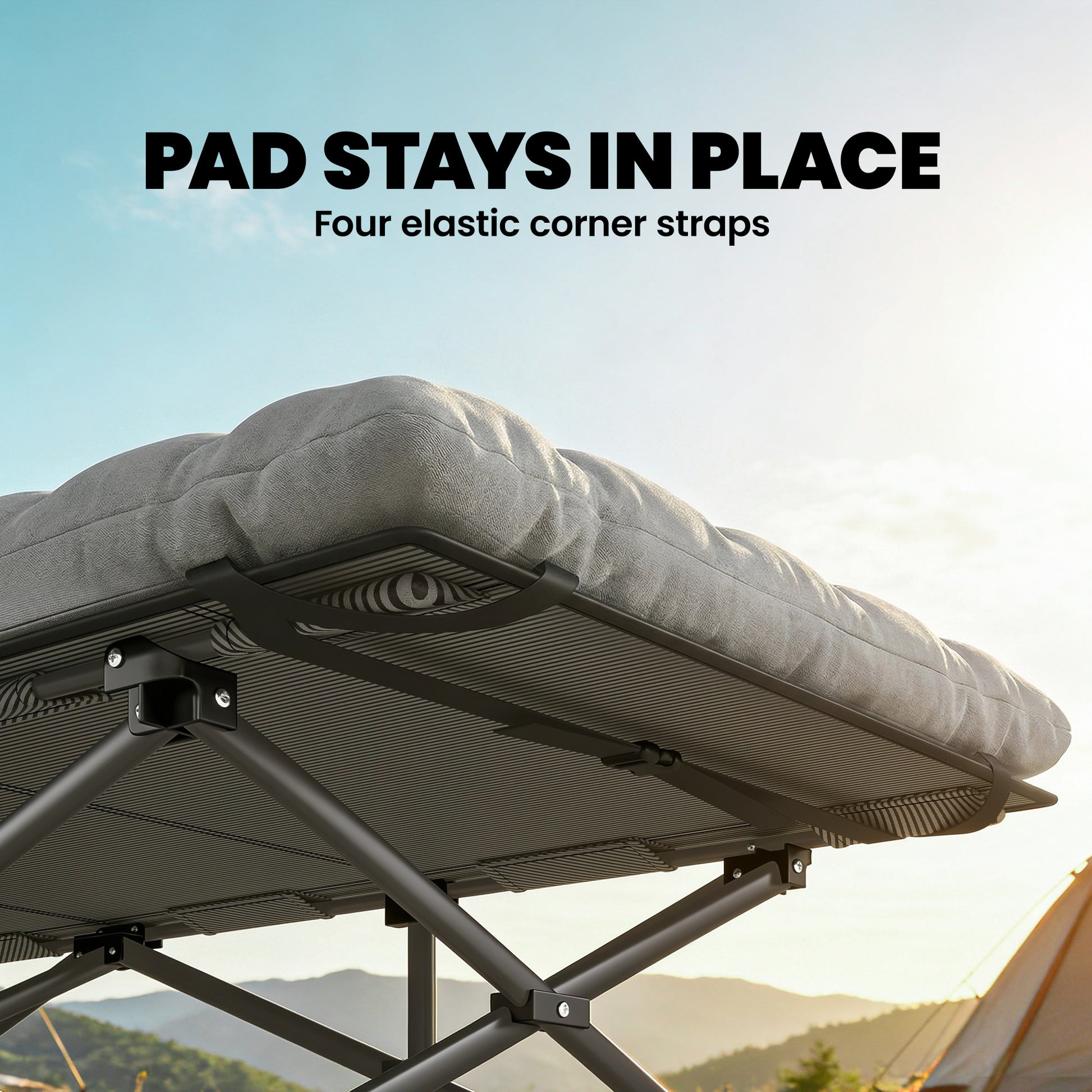 Set of 2 Camping Cot with Soft Pad, 32" Extra Wide Folding Cots with Non-Slip Feet and Carry Bag, Grey