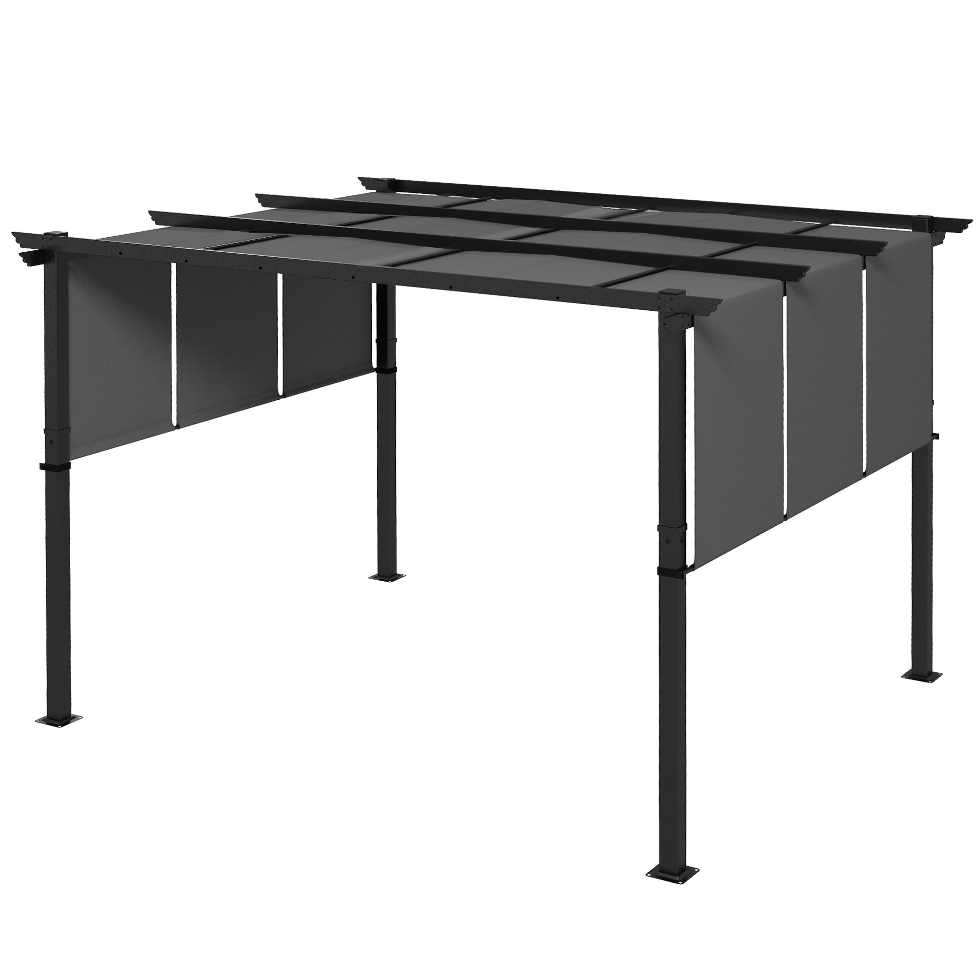 10' x 12' Metal Pergola, Outdoor Pergola with Retractable Canopy, for Garden, Patio, Backyard, Deck