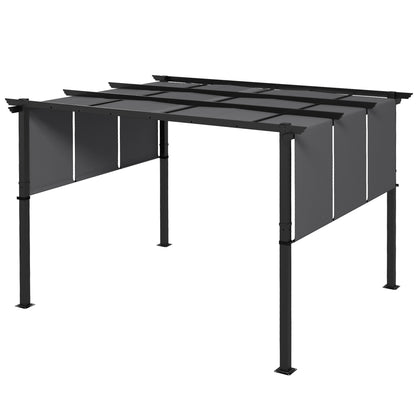 10' x 12' Metal Pergola, Outdoor Pergola with Retractable Canopy, for Garden, Patio, Backyard, Deck