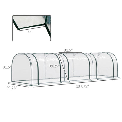 138"x39"x32" Transparent PVC Mini Tunnel Greenhouse Garden Green Grow Shed Portable Plant Flower Warm House Steel Frame Zipped Doors