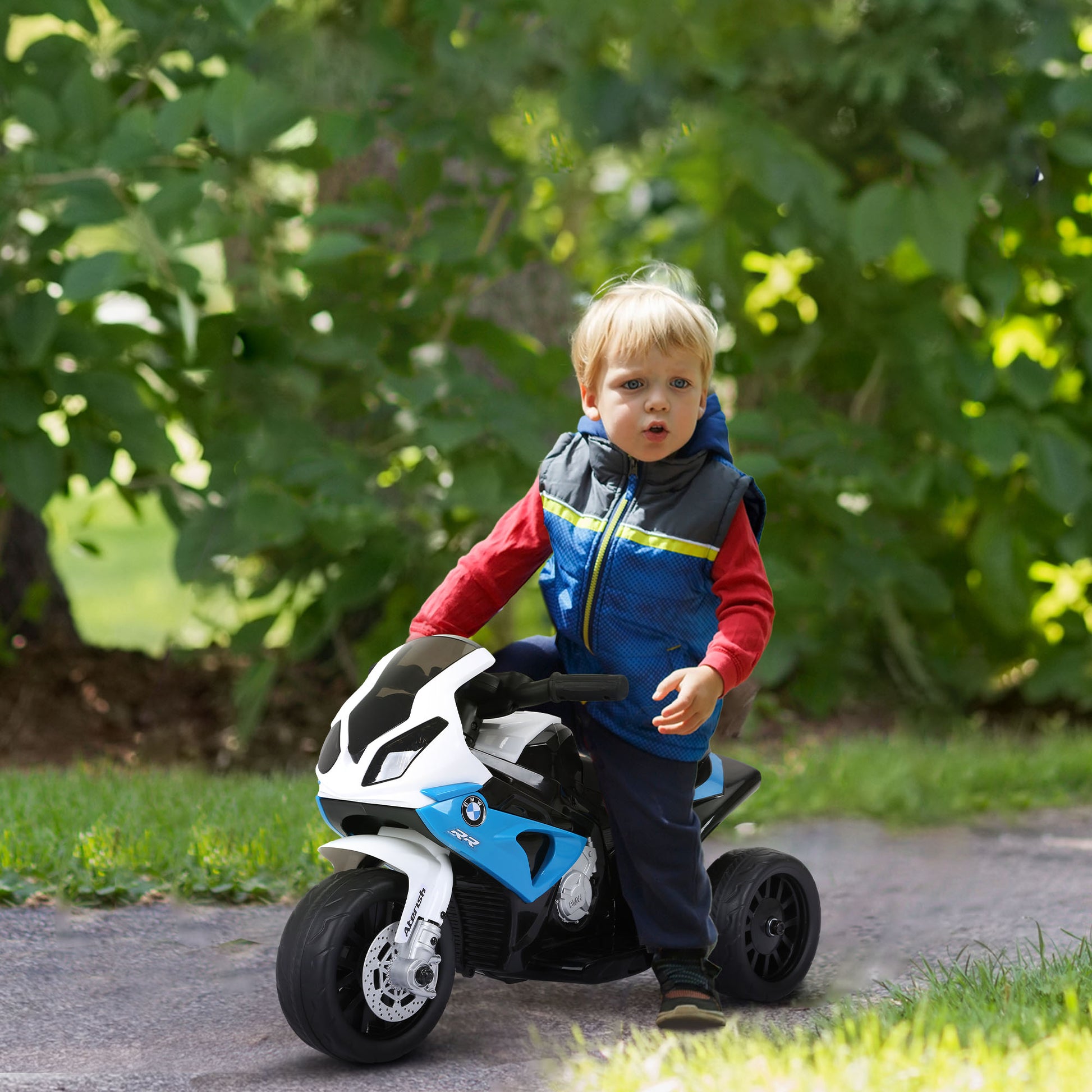 Aosom BMW Licensed 6V Kids Motorcycle with Headlight, Music, Gift for Boys & Girls -Blue