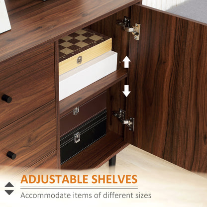 Kitchen Storage Sideboard, Buffet Cabinet with 2 Cupboard, 3 Drawers and Adjustable Shelves for Living Room Rustic Brown