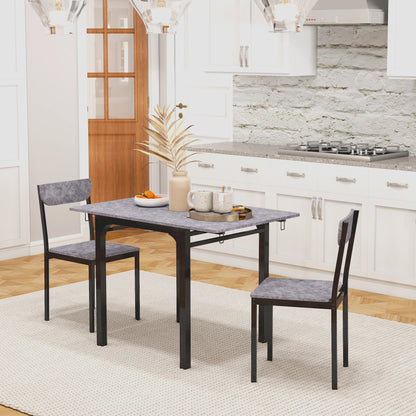 Foldable Dining Table Set for 2, Drop-Leaf Kitchen Table with 2 Chairs for Apartments, Studios, Natural Drop-leaf Dining Table Set Includes 2 Chairs