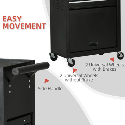 6-Drawer Tool Chest Set with 4 Wheels, Lockable Rolling Tool Box and Storage Cabinet for Garage Factory Workshop, Black