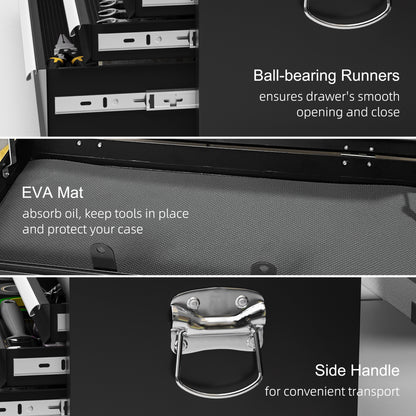 6 Drawer 24" Portable Tool Box with Top Case, Ball Bearing Slides, Metal Tool Chest for Garage, Household and Warehouse