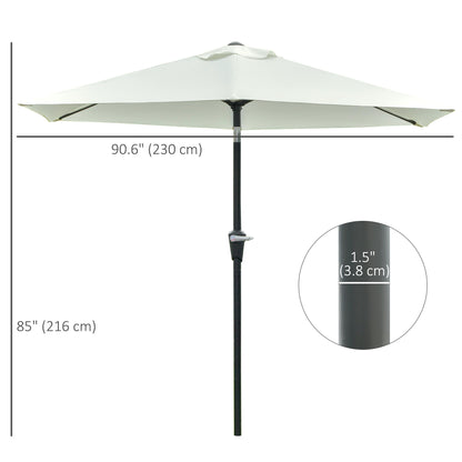 Patio Sun Umbrella, Outdoor Parasol with 6 Ribs, Cream White
