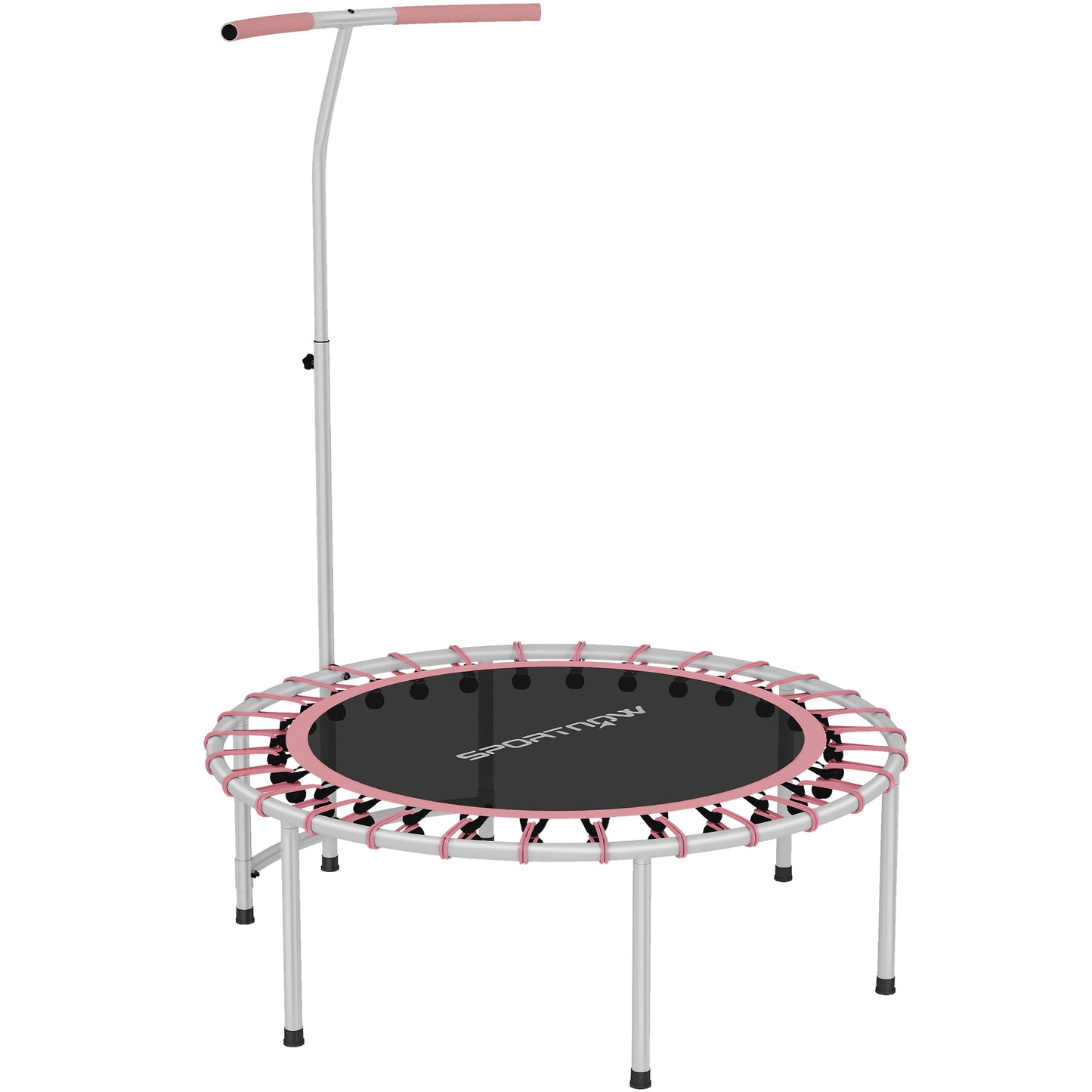 Soozier 40" Foldable Rebounder Trampoline ,Mini Trampoline Indoor with Adjustable Handle, Quiet and Safe Bungee Rebounder, Pink