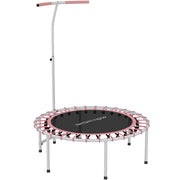 Soozier 40" Foldable Rebounder Trampoline ,Mini Trampoline Indoor with Adjustable Handle, Quiet and Safe Bungee Rebounder, Pink