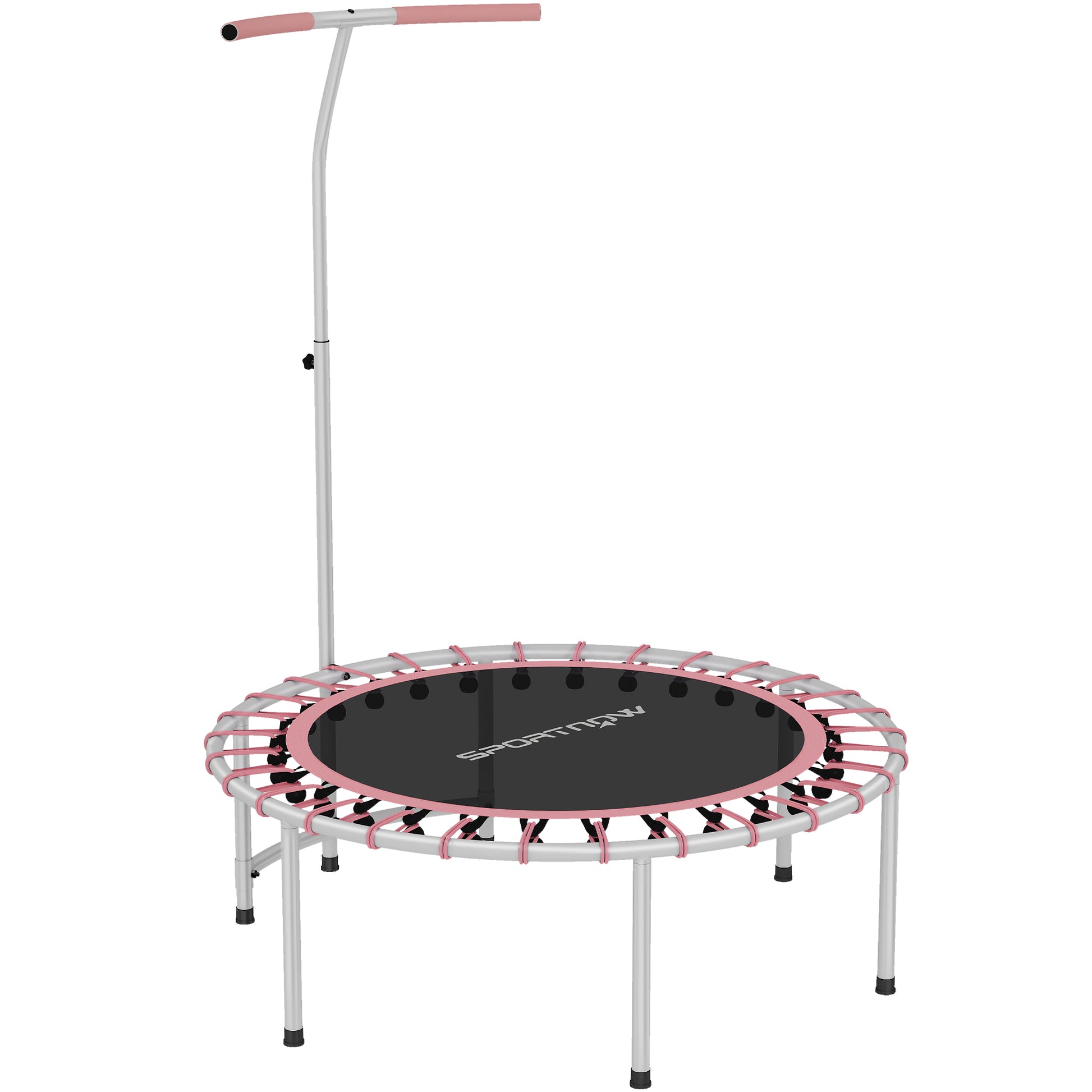 Soozier 40" Foldable Rebounder Trampoline ,Mini Trampoline Indoor with Adjustable Handle, Quiet and Safe Bungee Rebounder, Pink