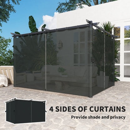 10' x 13' Pergola with Retractable Canopy and Curtains, UPF30+ Sun Shade Shelter for Grill, Garden, Backyard, Deck