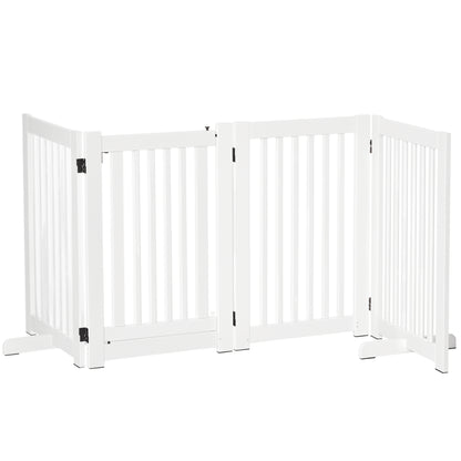 Free Standing Wooden Pet Gate Indoor Dog Barrier Foldable Step Over Doorway Fence Safety Gate with Open Door