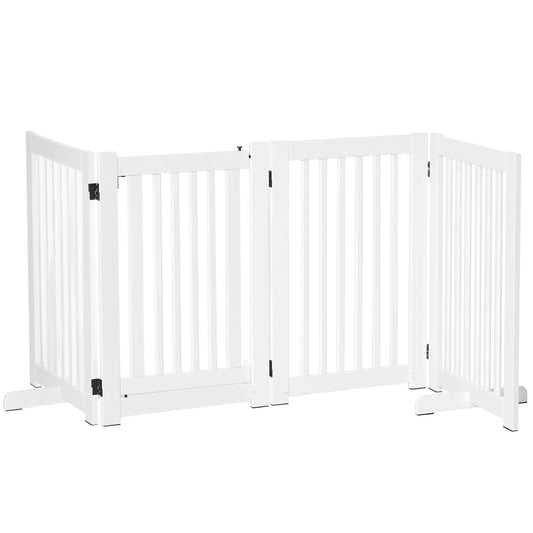 Free Standing Wooden Pet Gate Indoor Dog Barrier Foldable Step Over Doorway Fence Safety Gate with Open Door